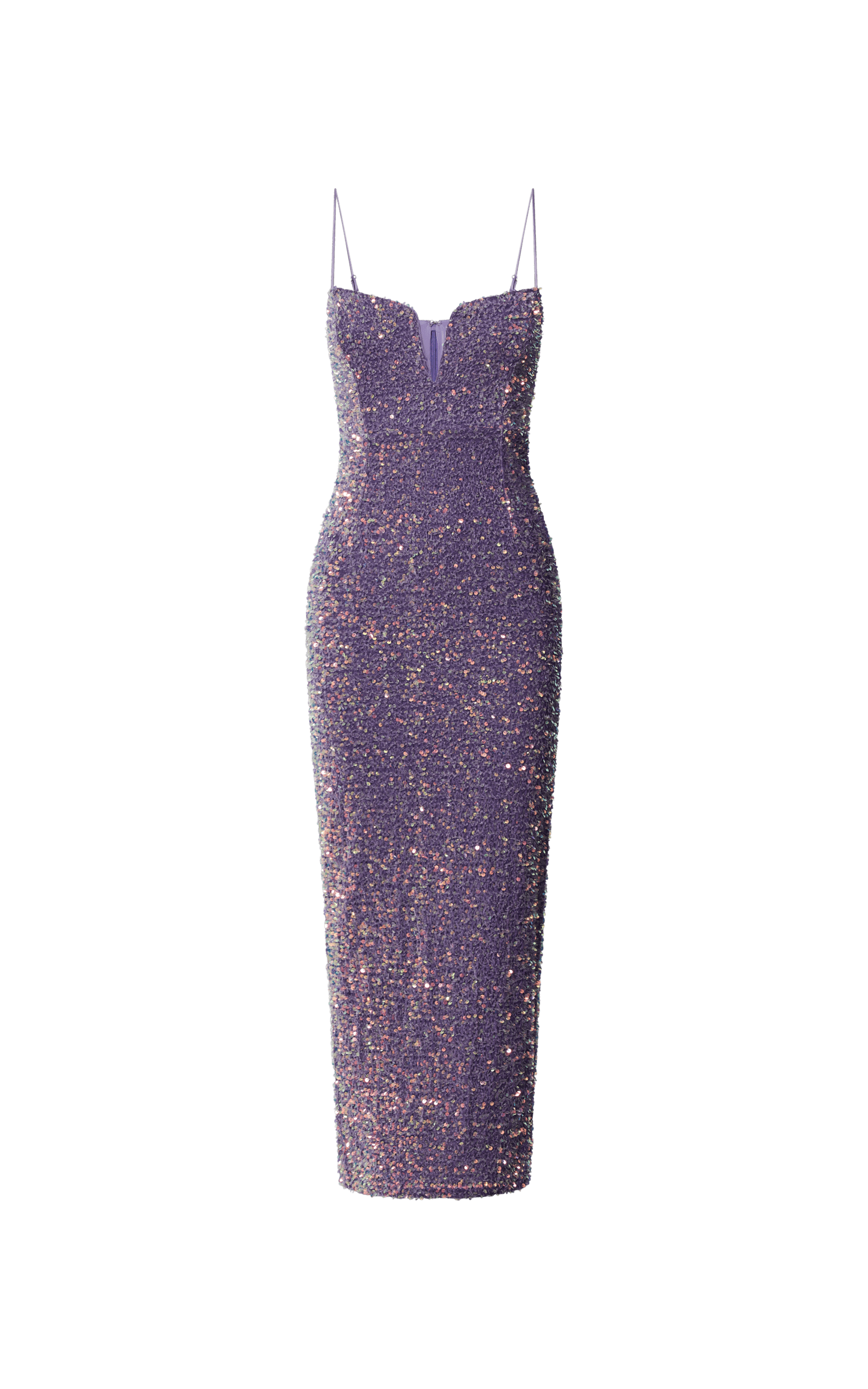 Rayner Midi Dress V Bar Sequin Bodycon Dress in Lilac