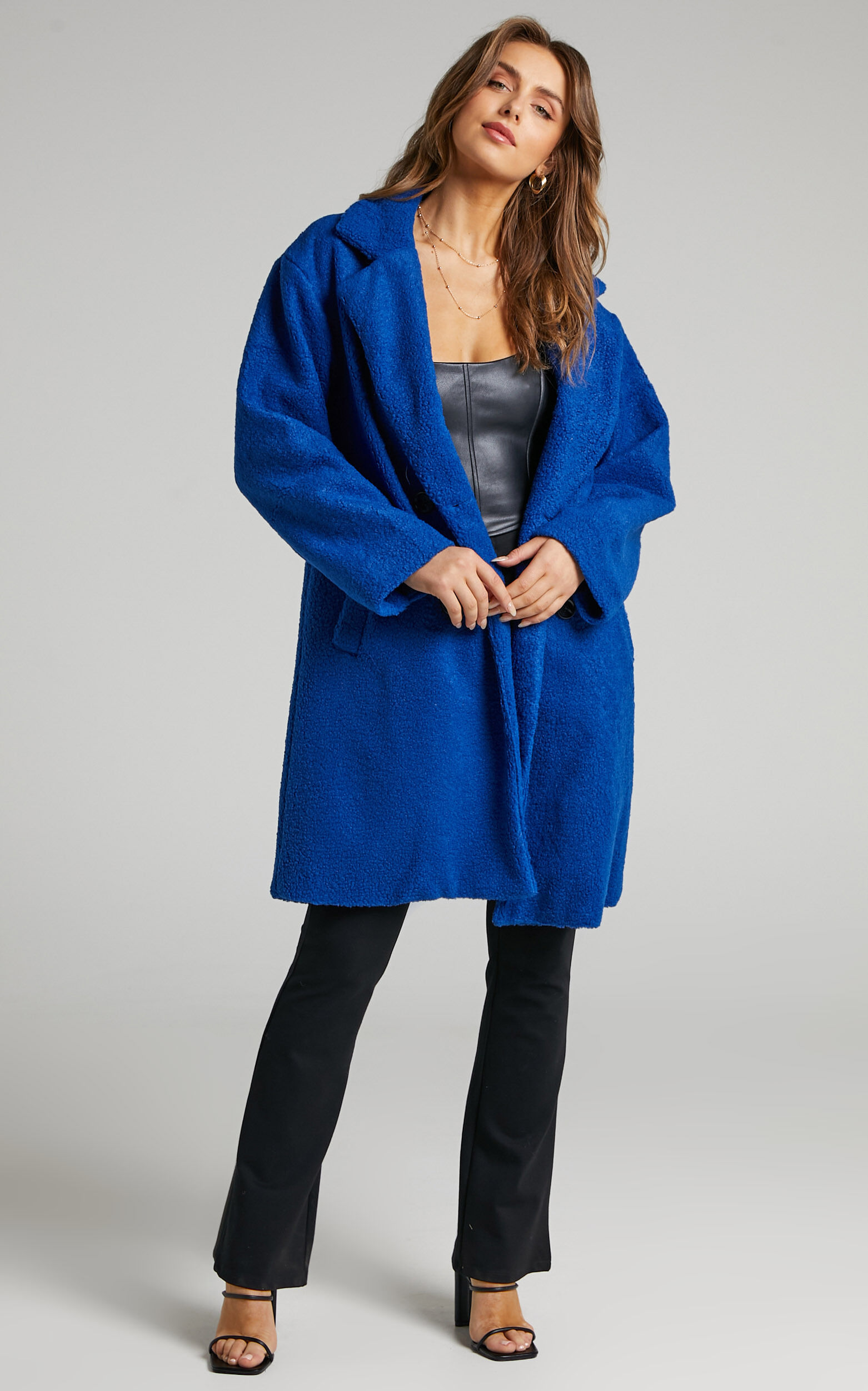 Florella Teddy Coat in Cobalt Showpo USA