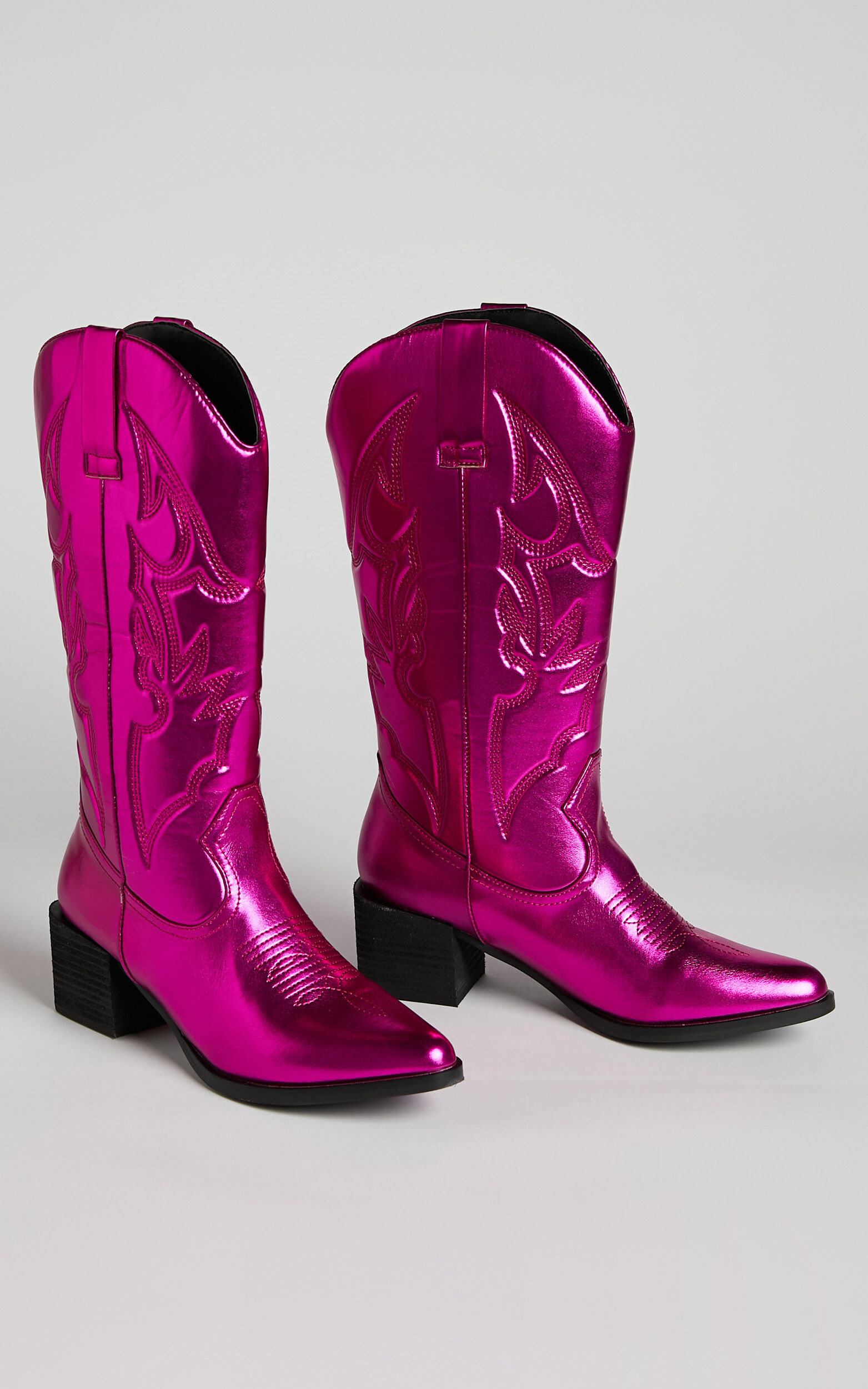 Therapy Ranger Boots in Pink Metallic Showpo
