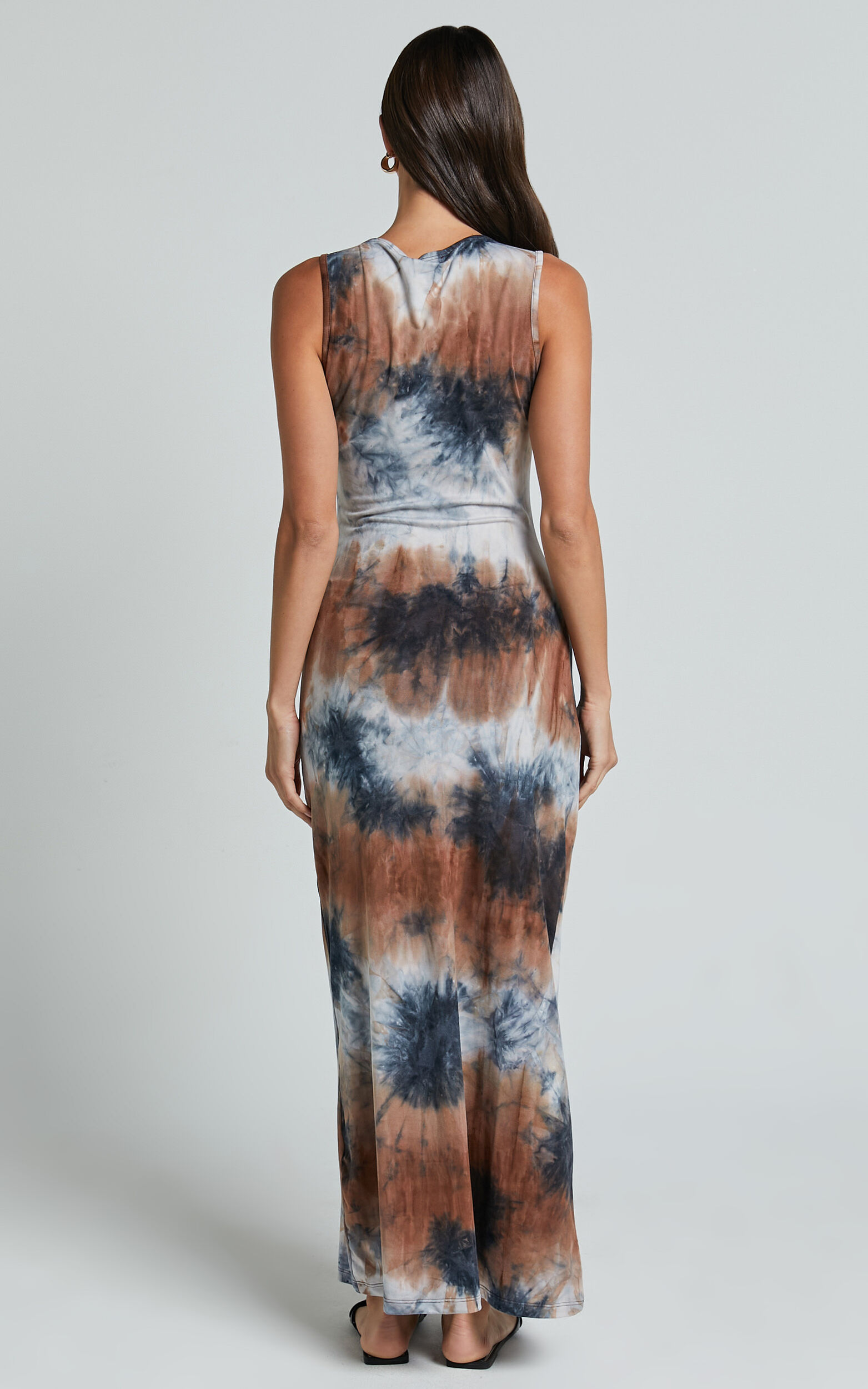 Amayra Midi Dress - High Neck Bodycon Dress in Blue Tie Dye | Showpo USA