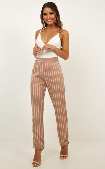 What You Needed Pants In Mocha Stripe