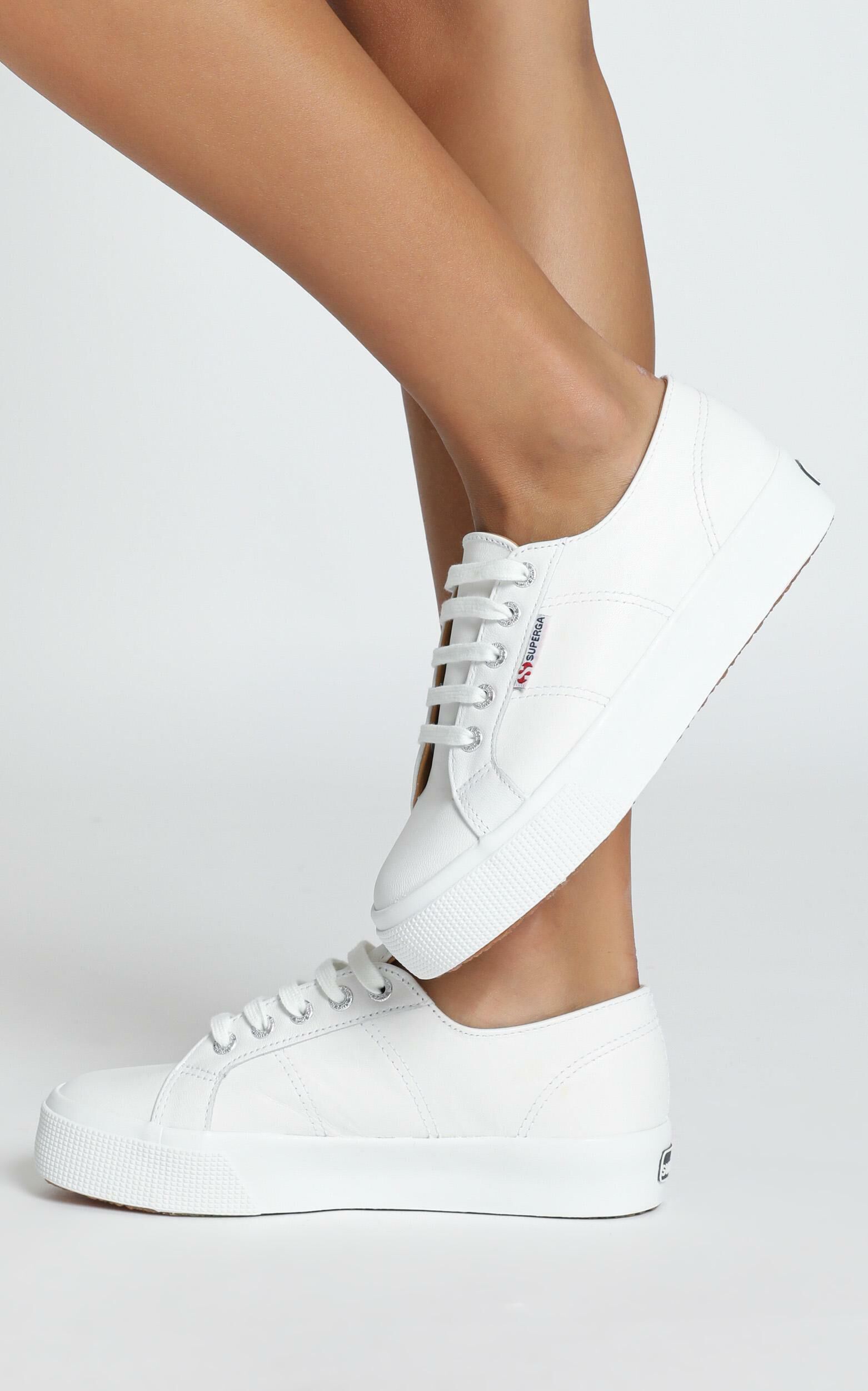 Superga 2730 Nappaleau Sneakers in White Leather Showpo