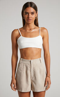 Tovil Shorts - High Waisted Corduroy Shorts in Sand