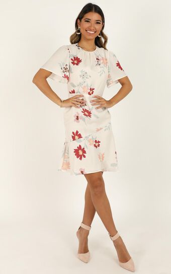 Elevated Ideas Dress In Cream Floral