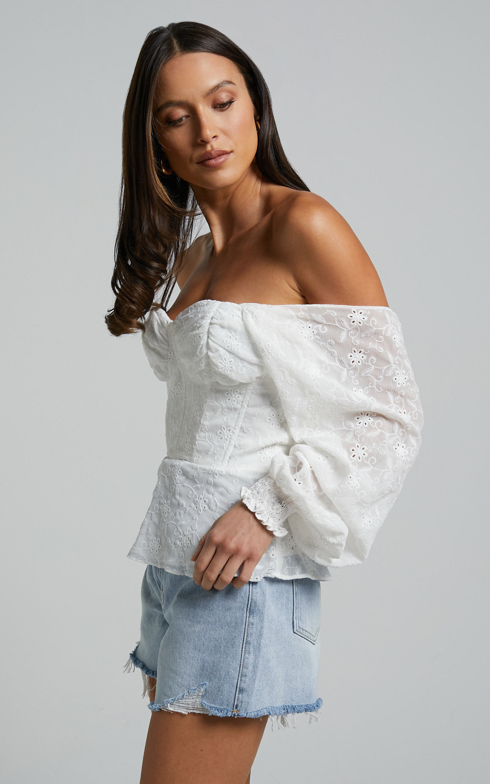 福袋 売れ残り Long Shoulder Off - Top Ybur Sleeve Ivory in Top Bustier トップス