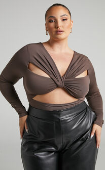 Nuala Bodysuit - High Neck Side Cut Out Bodysuit in Cream