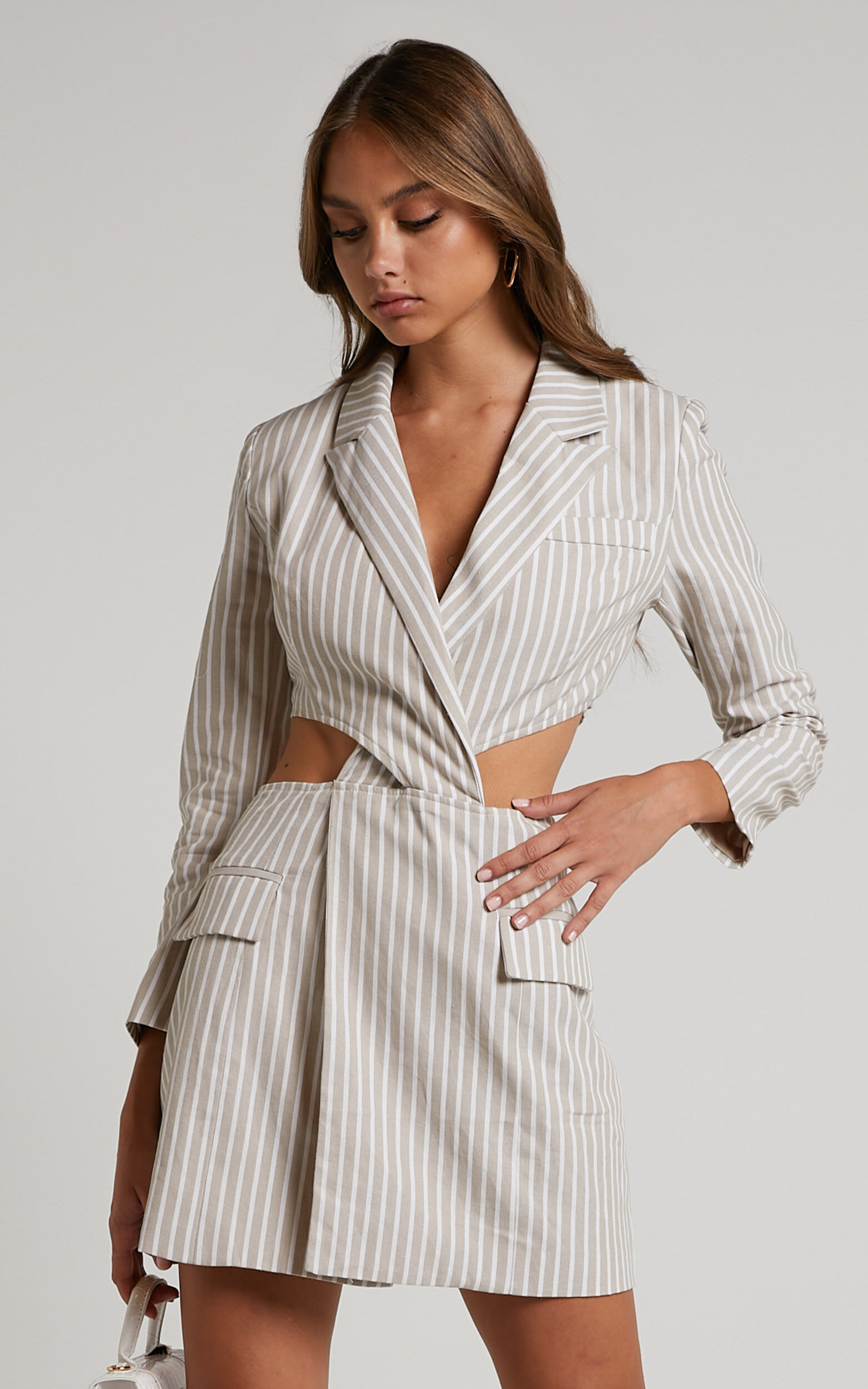 Blazer dress striped on sale