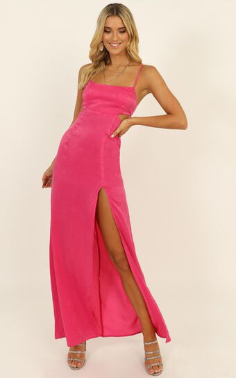 A Special Mention Dress In Hot Pink Satin