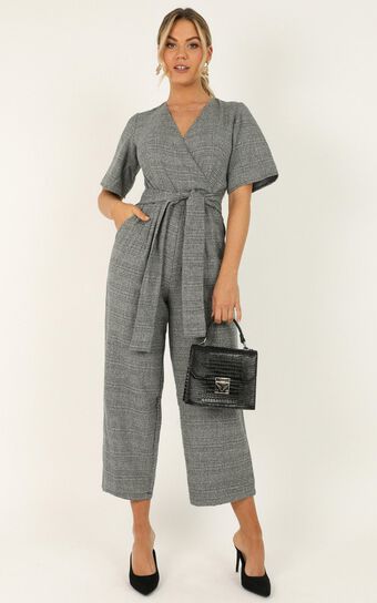 City Dweller Jumpsuit In Grey Check