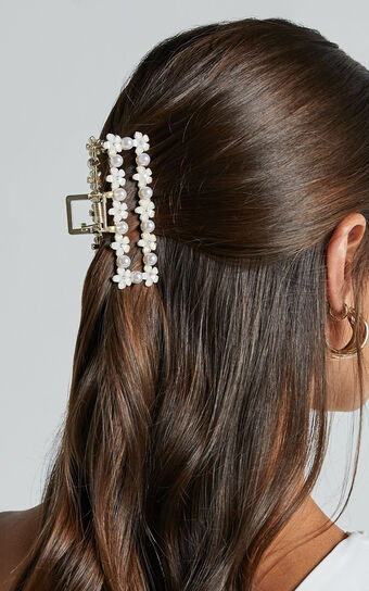 Mayflower Pearl Hair Clip in White