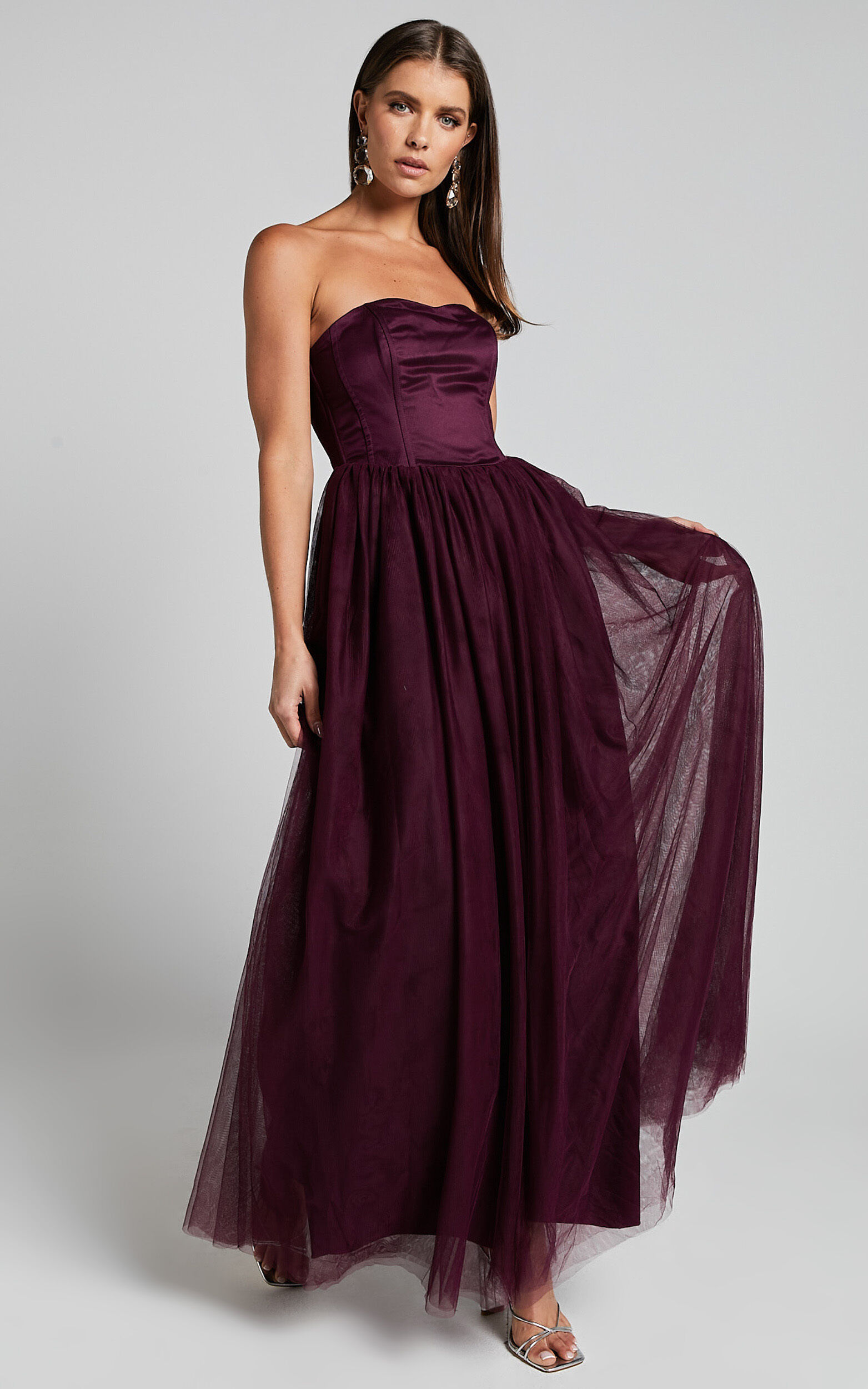 Gemma Maxi Dress Strapless Sweetheart Tulle Fit Flare in