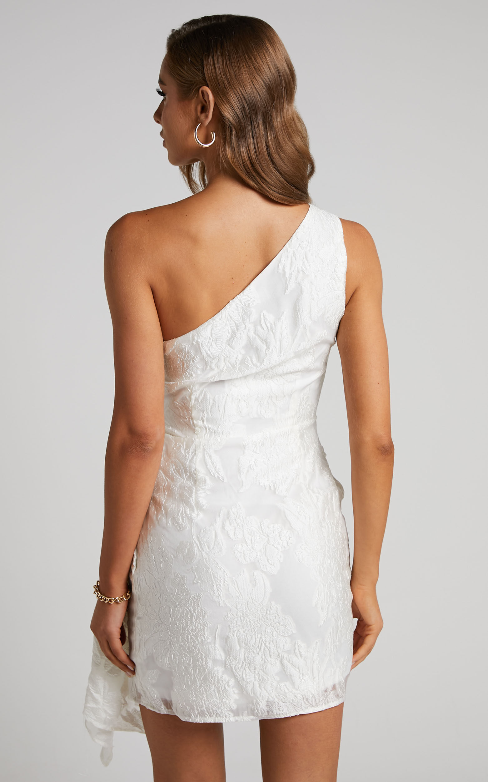 Brailey Mini Dress - One Shoulder Wrap Front Dress in White Brailey Mini Dress - One Shoulder Wrap Front Dress in White