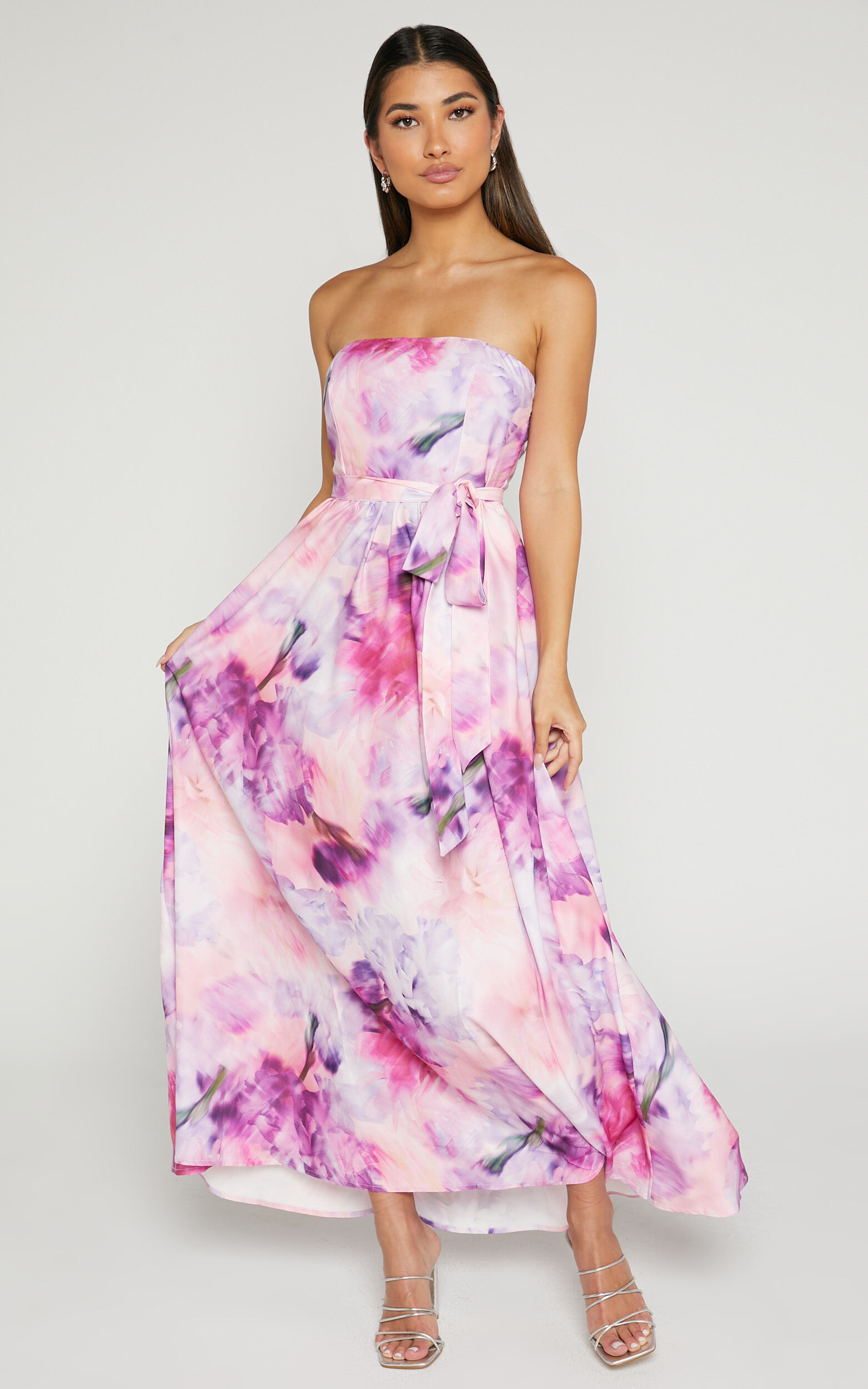 Strapless fit and clearance flare midi dress