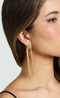 Sable Knot Drop Earrings in Gold
