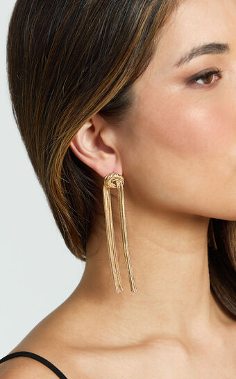 Sable Knot Drop Earrings in Gold