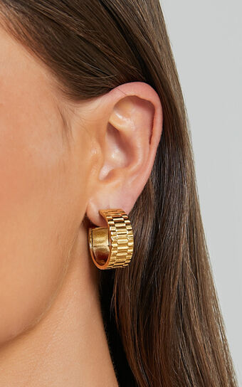 Belle Earrings - Chain Detail Hoop Earrings in Gold