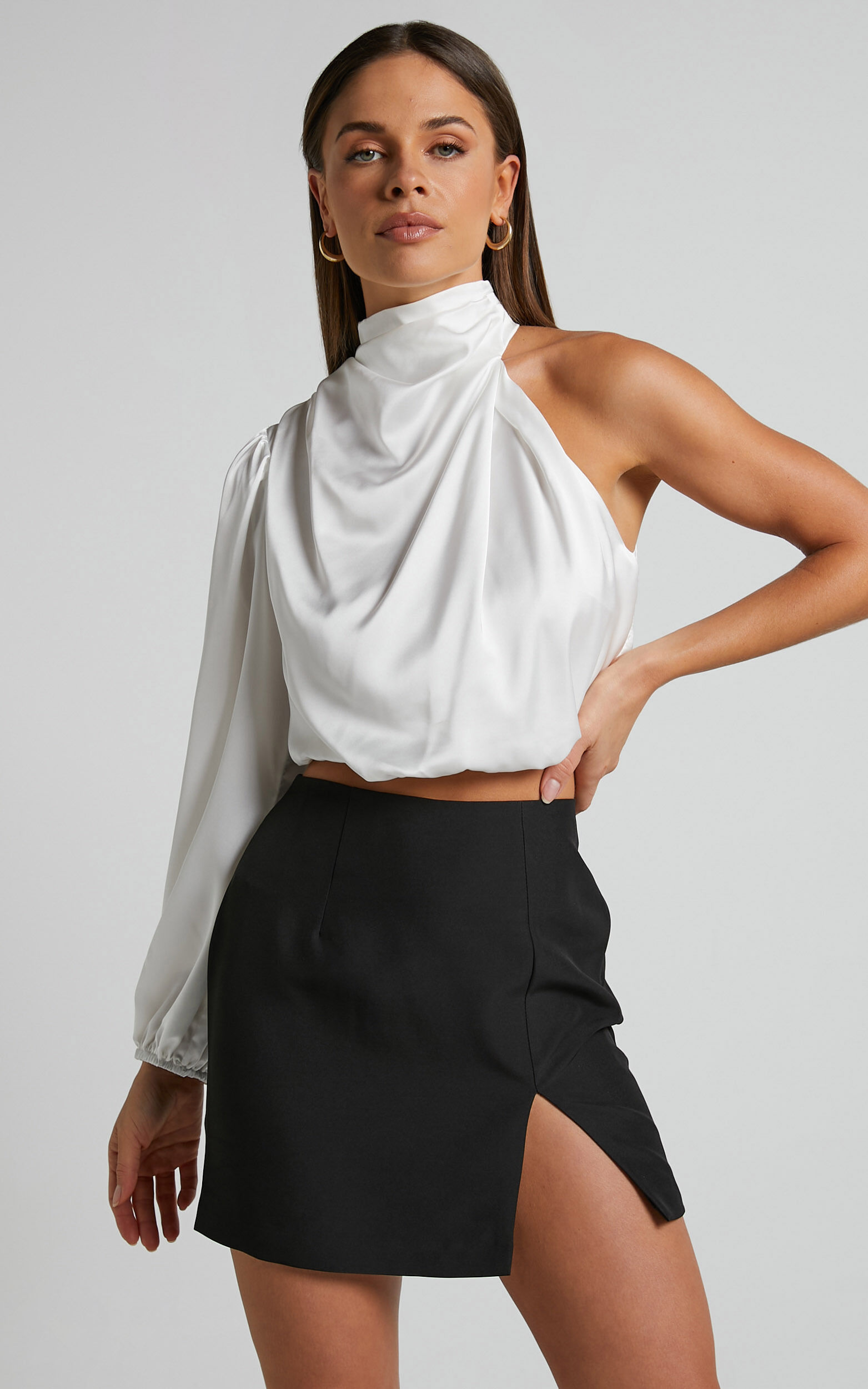 Mini skirt with side split online