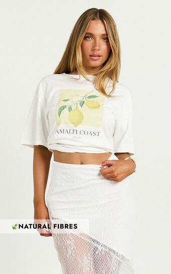 Joy Top - Oversized Amalfi Print T-Shirt in White No Brand