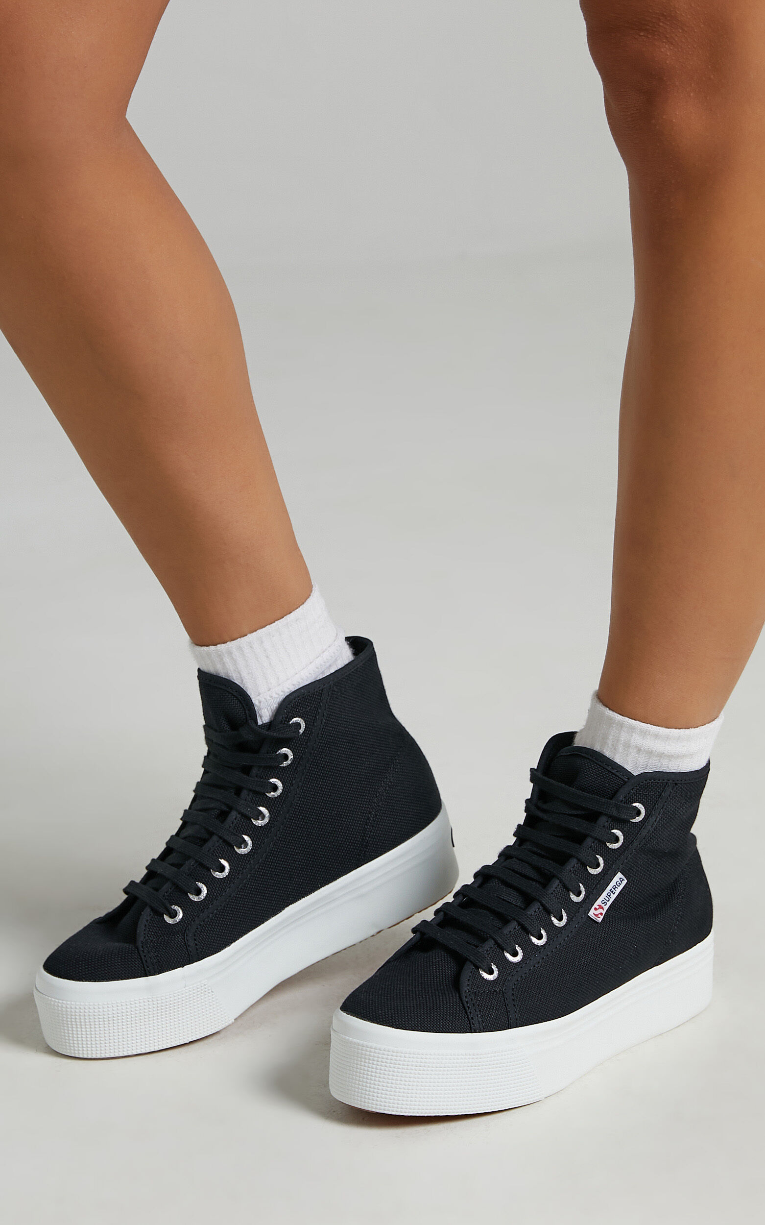 Superga 2705 Hi Top Sneakers in F83 Black Showpo