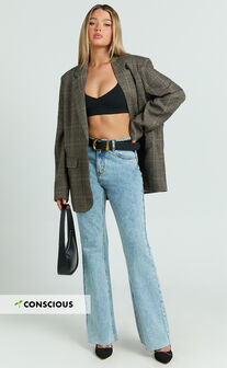 Jacqueline Jeans - High Waisted Relaxed Recycled Denim Bootcut Jeans in Mid Blue Wash