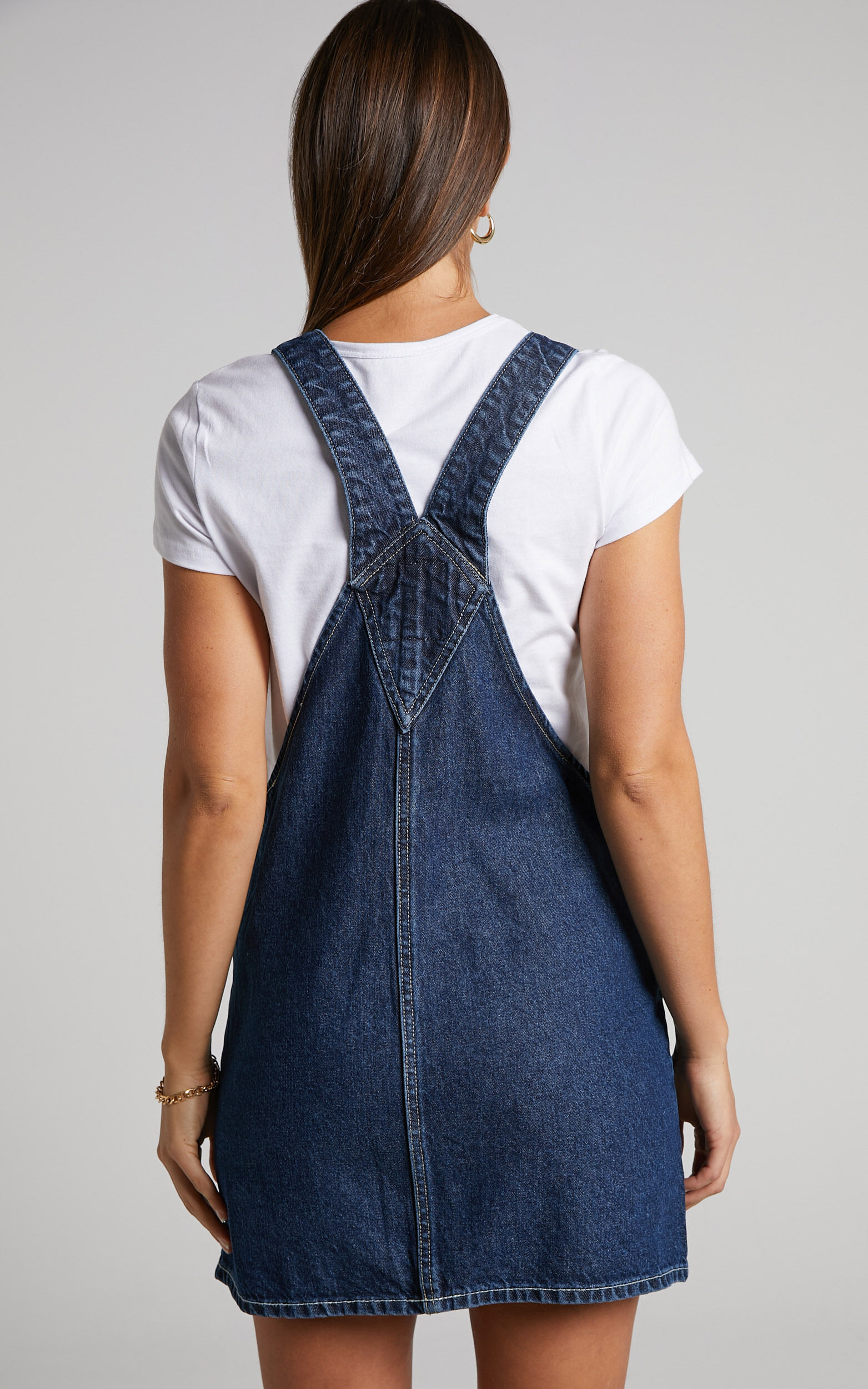 Dr Denim Effie Dungaree Dress in Pebble Dark Retro Showpo