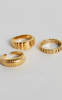 Jacintha Rings - 3 Pack Ring Set in Gold