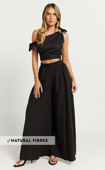 Tamara Pants - High Elasticated Waist Wide Leg Pants in Black