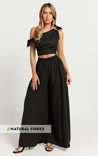 Tamara Pants - High Elasticated Waist Wide Leg Pants in Black