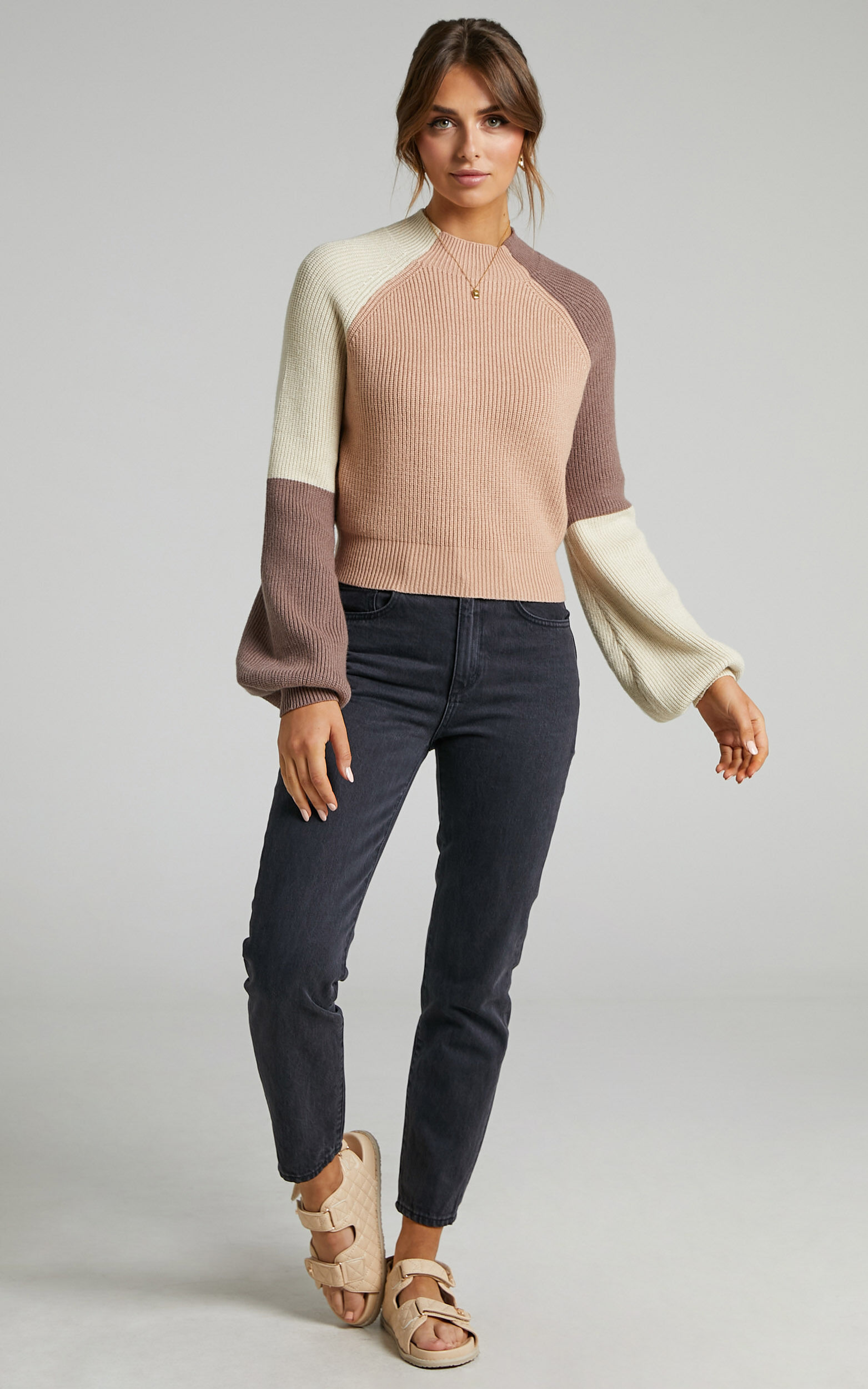 Balloon sleeve knit jumper store