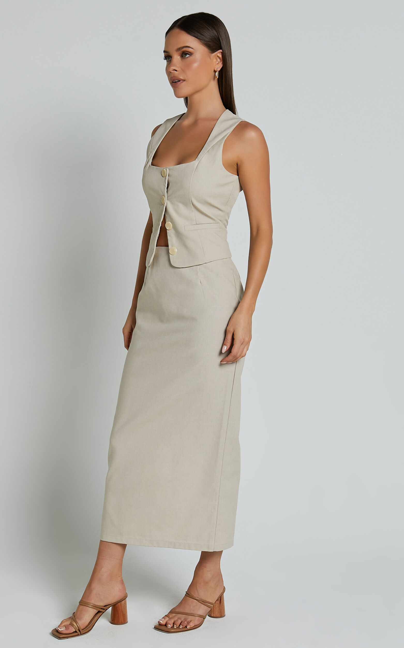 Crop top vest and skirt set clearance