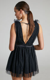 Mariabella Mini Dress - Tulle Plunge Dress in Black | Showpo