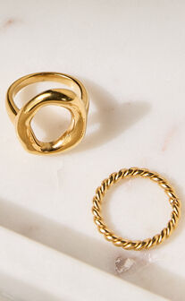 Ebony 2 Ring Pack in Gold