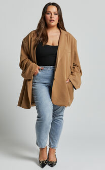 Amalea Blazer - Oversized Boyfriend Blazer in Mocha