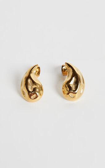 Isabelle Earrings - Chunky Teardrop Stud Earrings in Gold