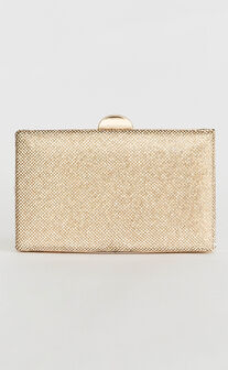 Becca Bag - Sequin Clutch Bag with Hardware Detail in Gold