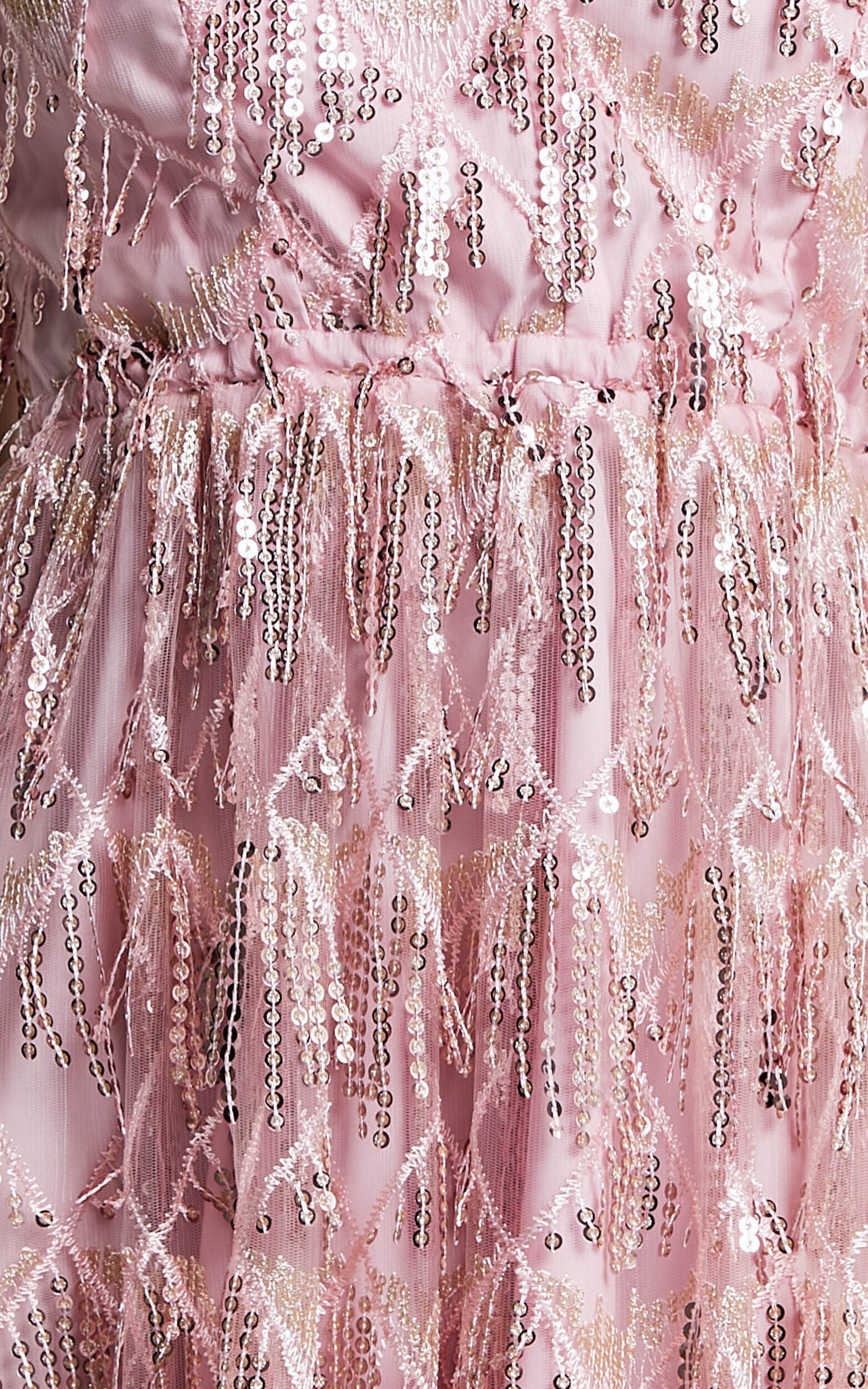 Khrizza Mini Dress - Sequin Gathered Dress in Light Pink | Showpo USA