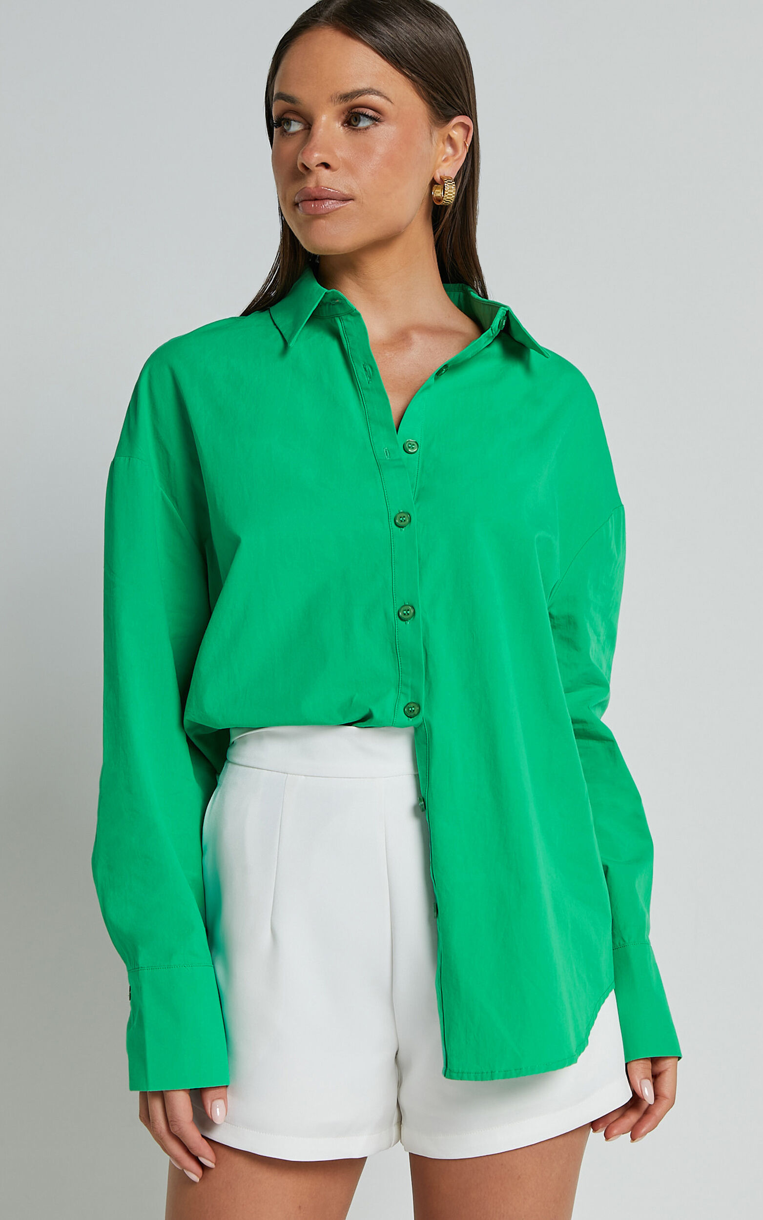 Terah Shirt - Button Up Shirt in Green | Showpo