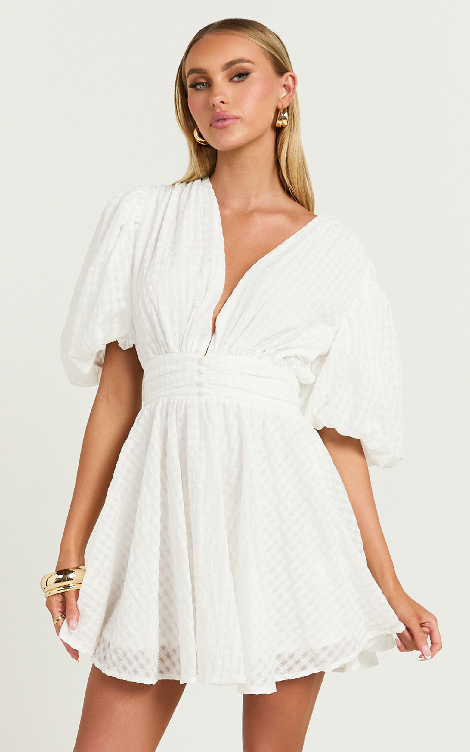 ●FOGDAWN● Mesh Layered Puff Dress (white) 10191841_2063756.jpg?w=294