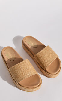Verali - Romy Platform Slides in Natural Raffia