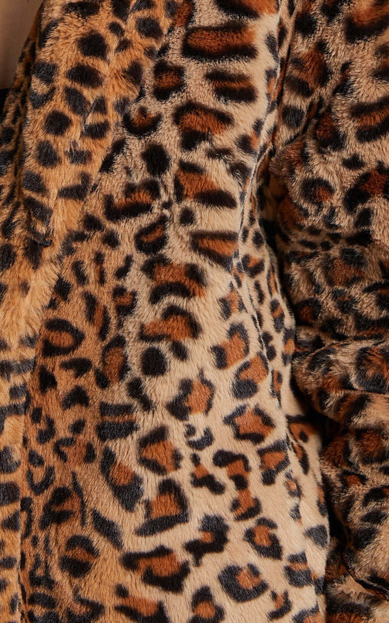 Jocelyn Coat Faux Fur Animal Print Coat in Leopard Showpo USA