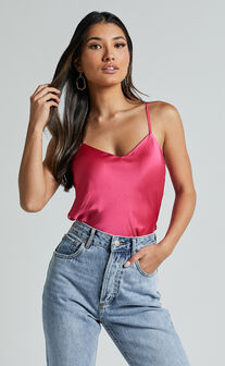 Rosalie Top - Cowl Neck Cami Top in Burn Out Floral