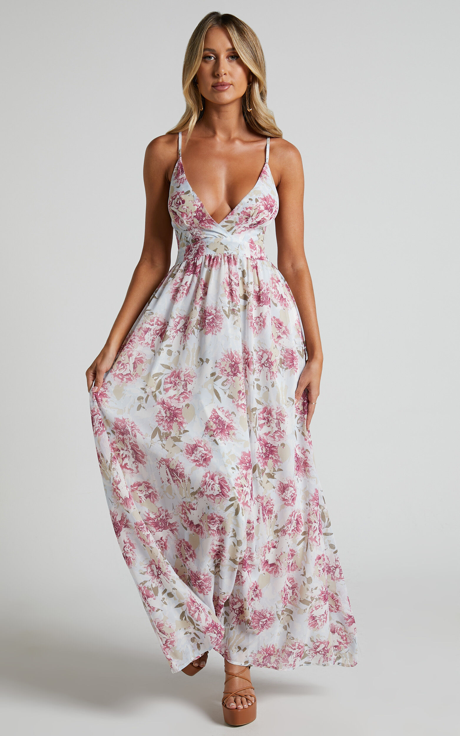 White floral dress formal cheap