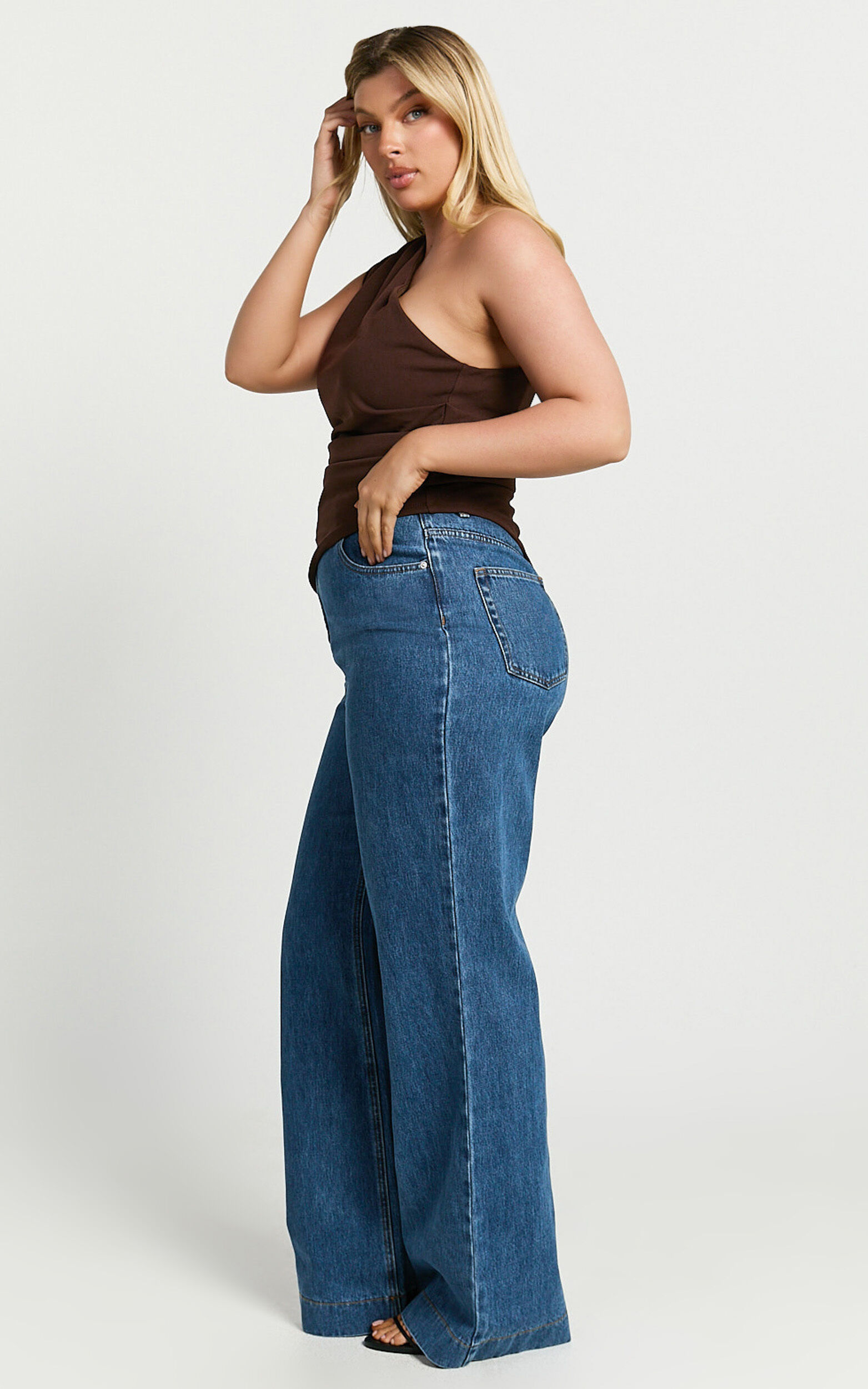 Emman Jeans - High Waisted Cotton Wide Leg Denim Jeans in