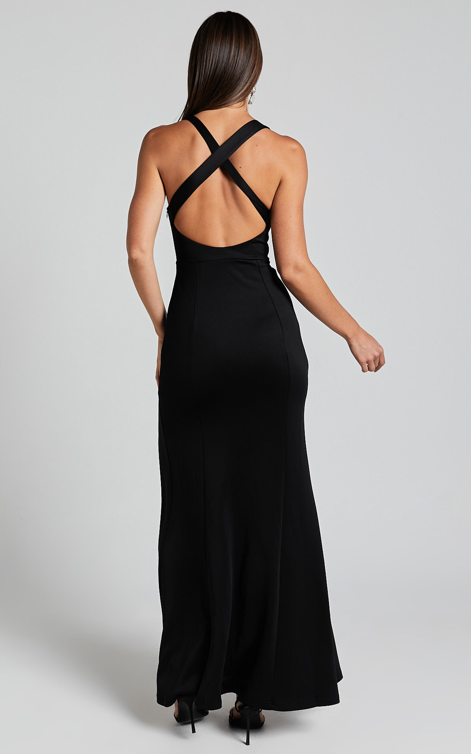 Straight neck 2025 maxi dress