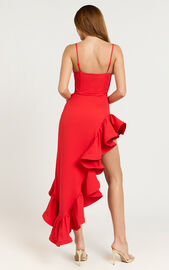 Maura Maxi Dress - Scoop Neckline Ruffle High Low Dress in Red | Showpo USA