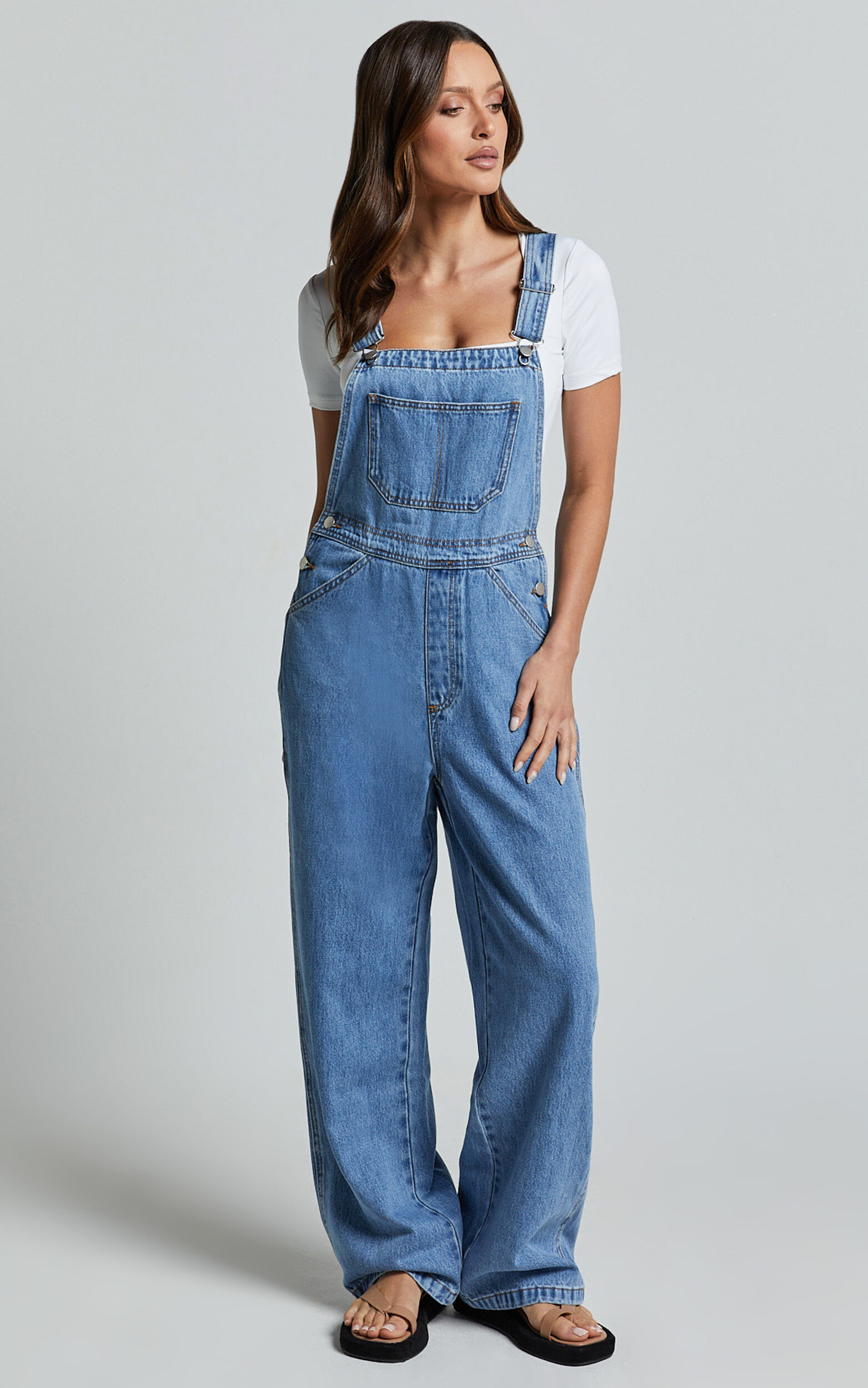 Straight leg denim overalls best sale