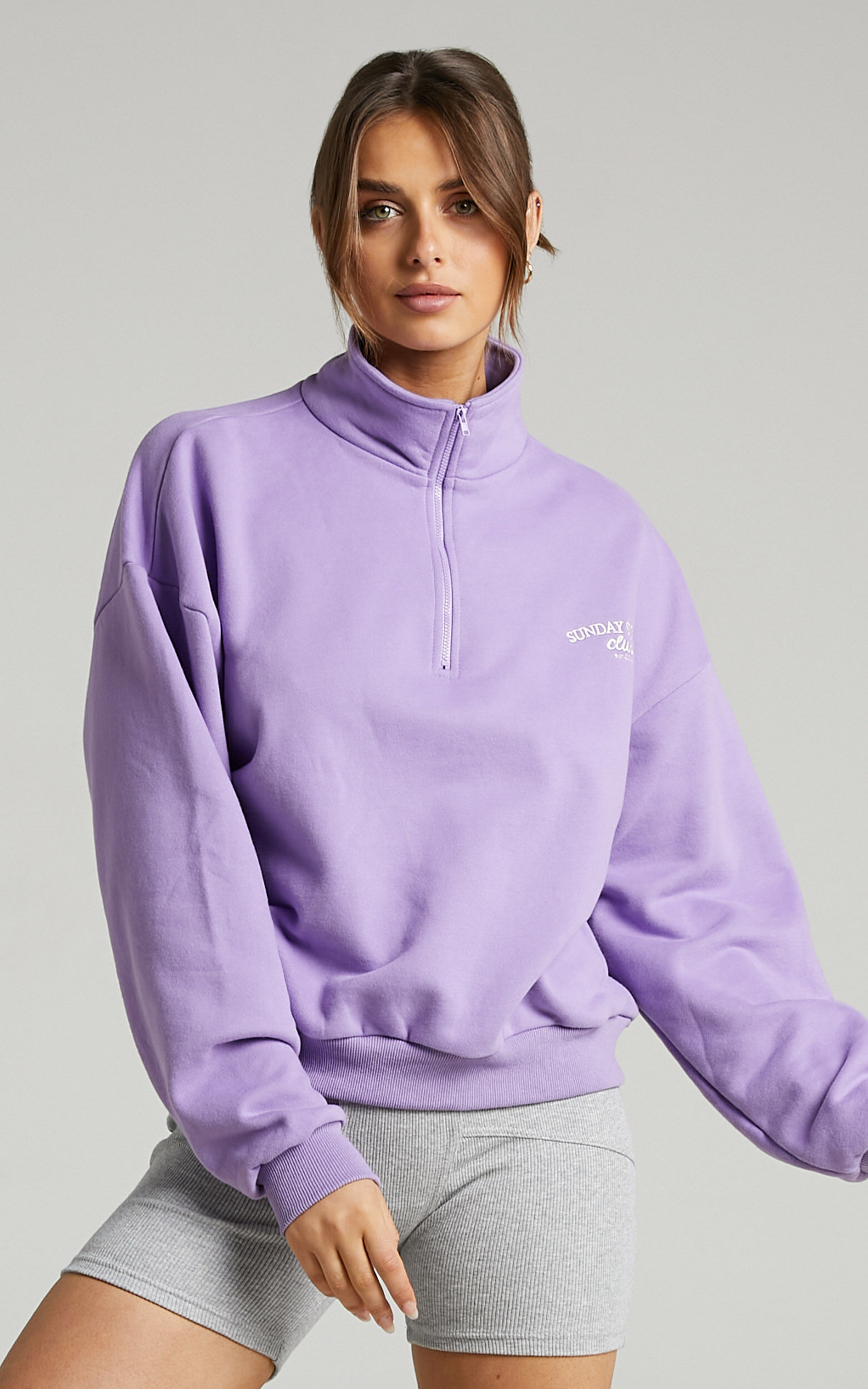 High neck oversized sweatshirt deals