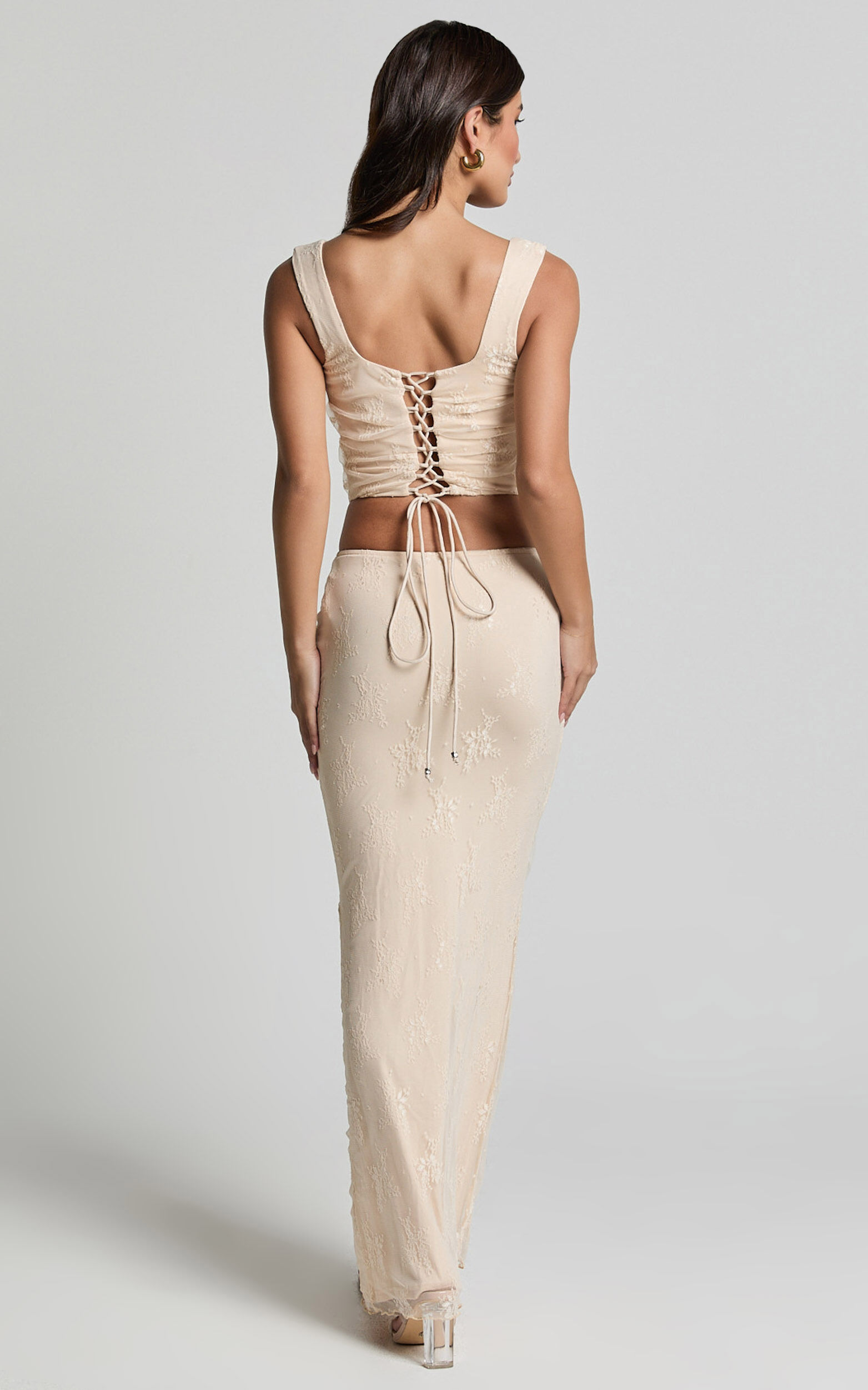 Lace up two piece set top