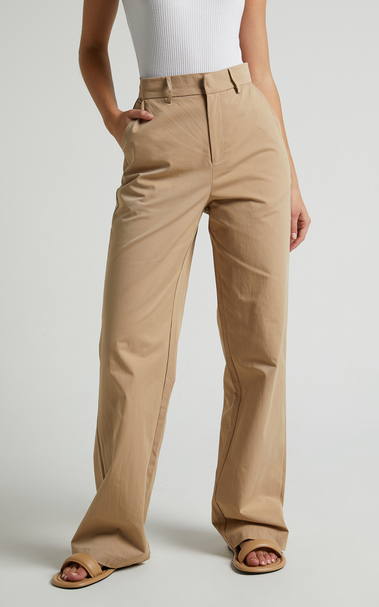 Tan straight leg best sale pants
