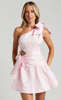Mathilda Mini Dress - Cut Out Side Wrap Dress in Pink